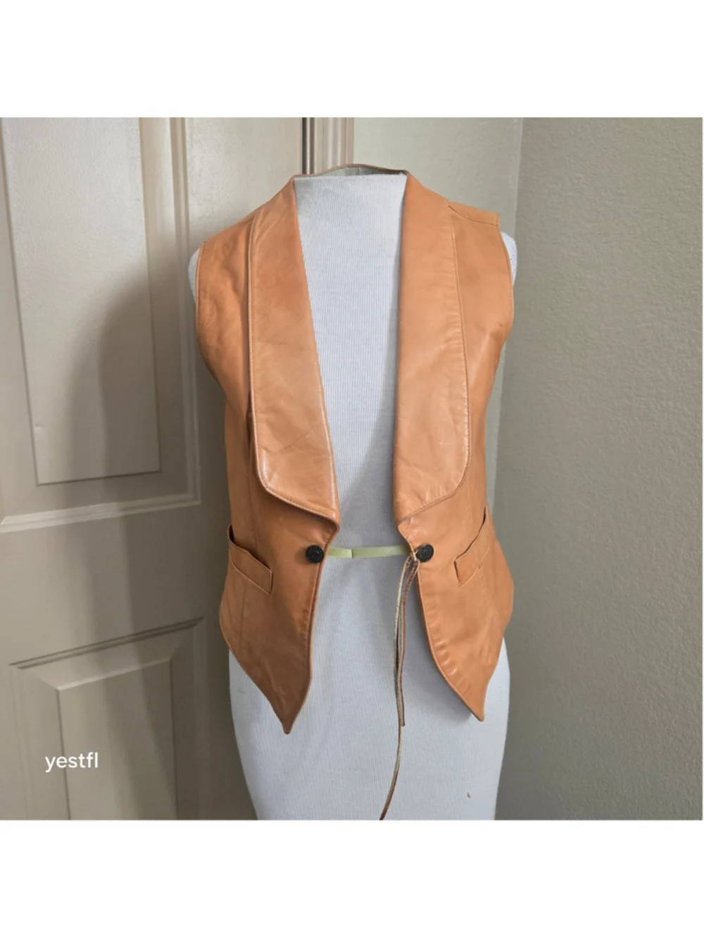 Vintage Ralph Lauren Western Wear Lambskin Leather Vest in Terracotta Brown M